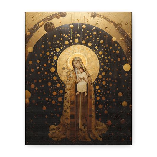 The Golden Mary - Mary the Blessed Virgin - Gallery Wrapped Canvas - Sanctified Souls Print - Religious Art for your Home - Pop Art