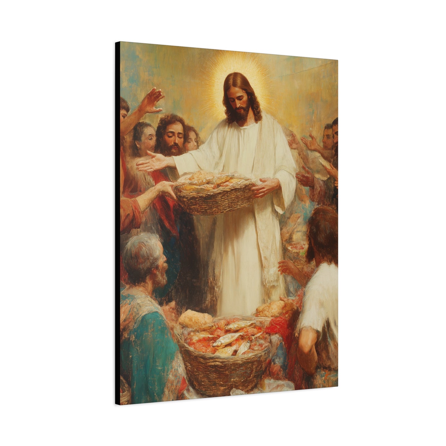 The Quiet Multiplication of Love : Loaves and Fishes - Gallery Wrapped Canvas - Print - Religious Art for your Home - Catholic Art