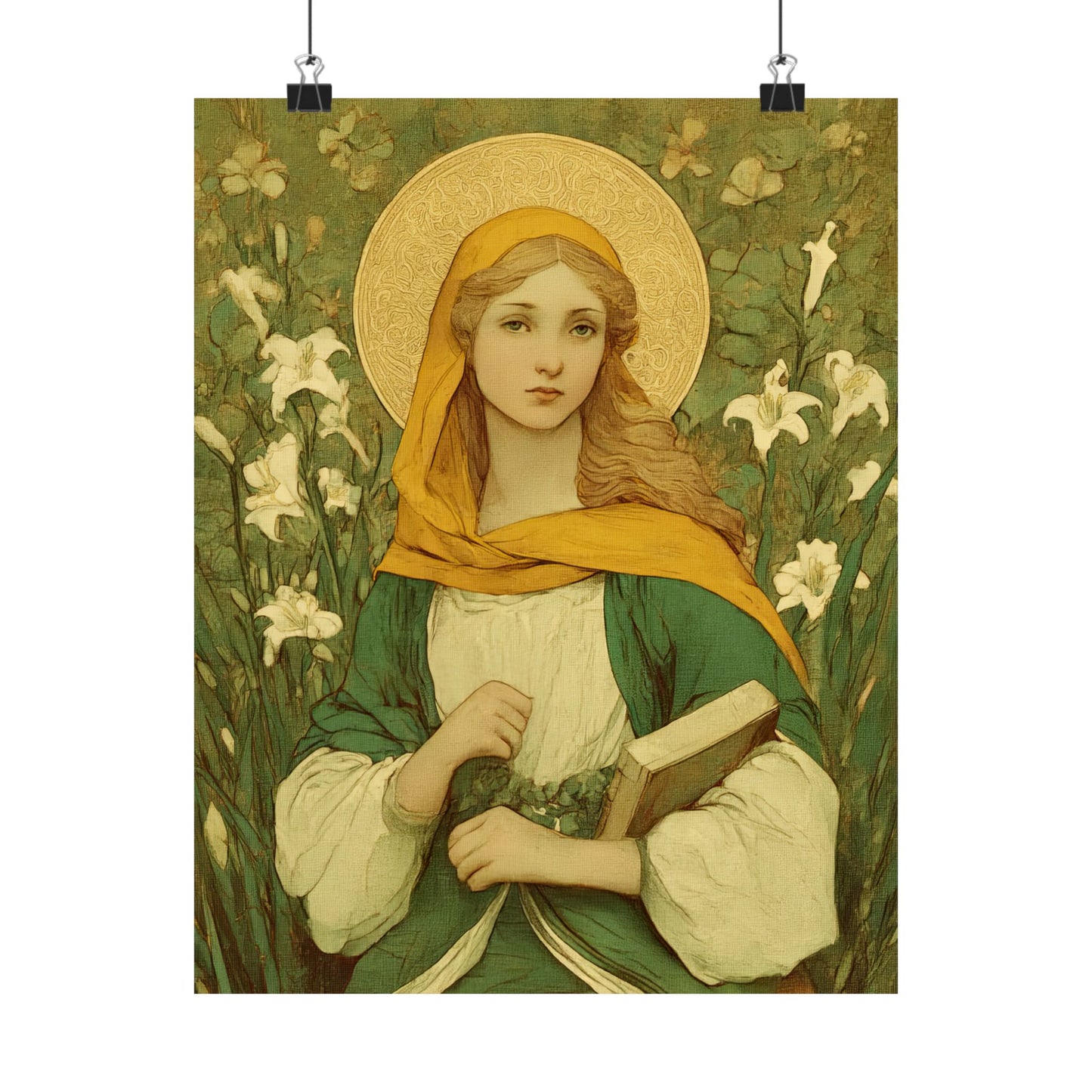 Saint Dymphna - Sanctified Souls Print - Multiple Sizes - Premium Matte Vertical Posters - Catholic