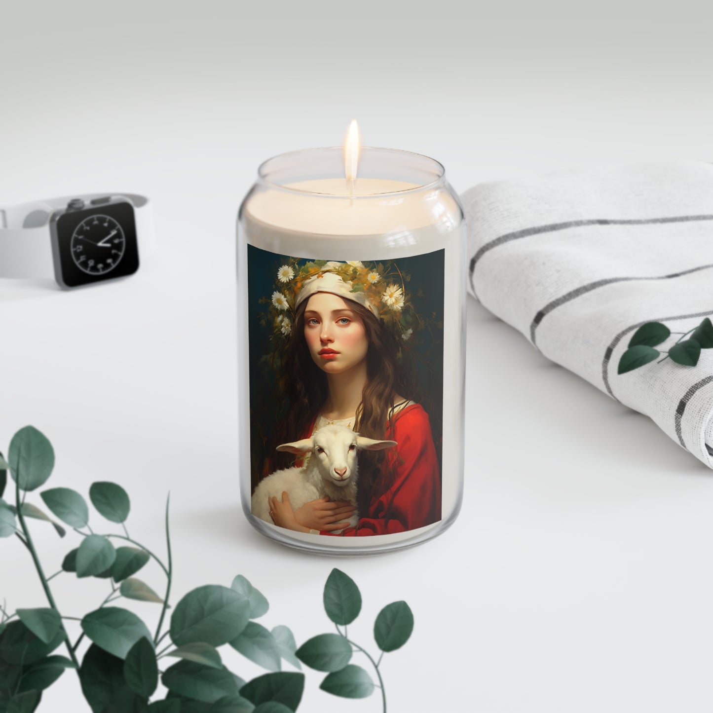 Saint Agnes  - Scented Prayer Candle, 13.75oz - Tall Size - Religious Prayer Candle - Catholic Art