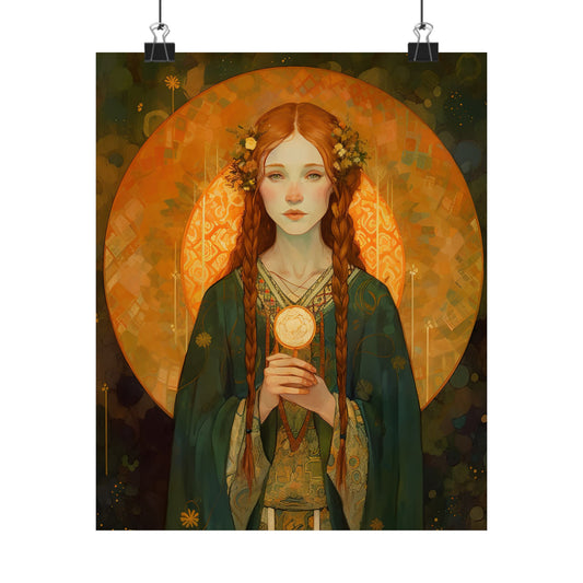 Saint Brigid of Ireland - Sanctified Souls Print - Multiple Sizes - Premium Matte Vertical Posters