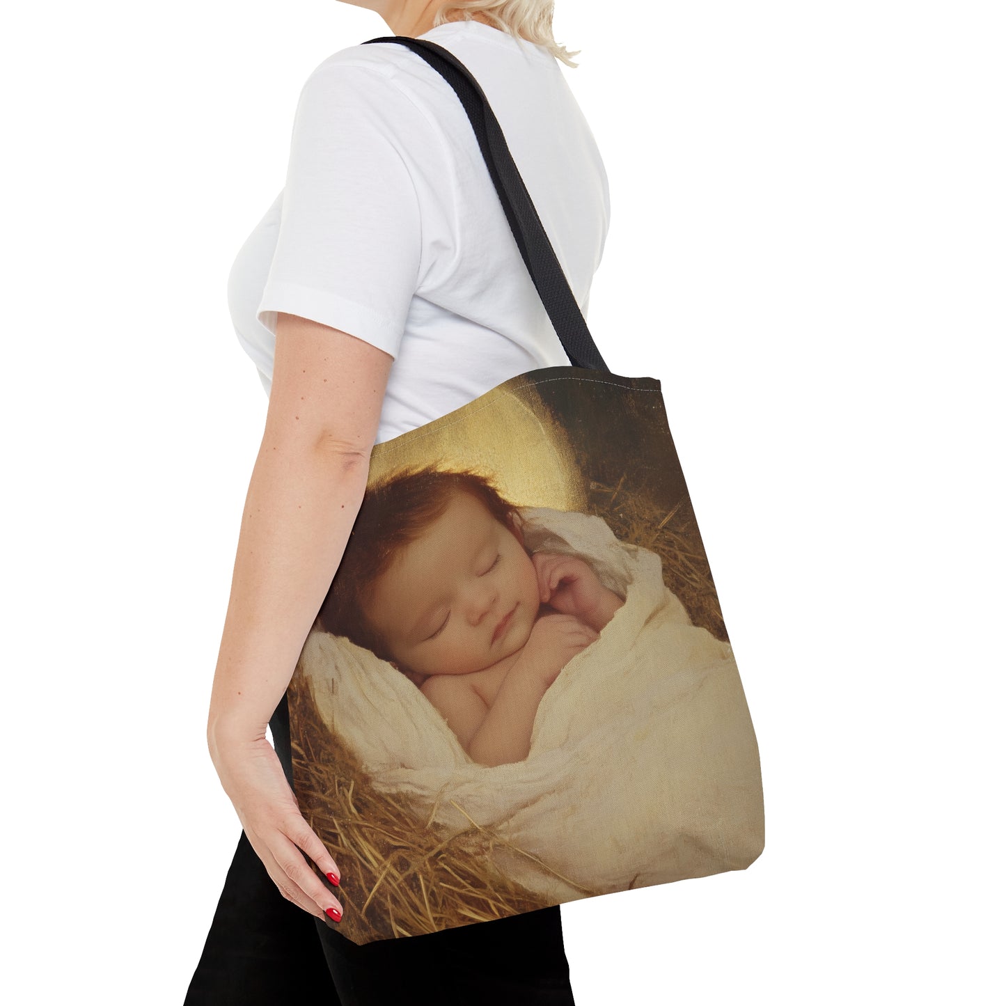 Jesus, the Newborn Light of the World - Tote Bag - Large Medium Small Faith Art Bag - Catholic Faith Purse