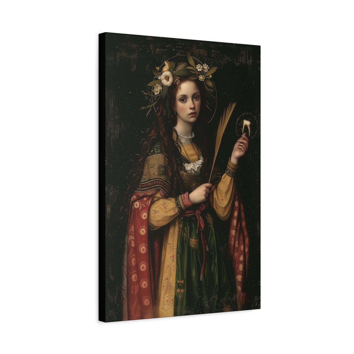 Saint Apollonia - Museum Wrapped Canvas - Print - Religious Art for your Home - Catholic art print - prayer room art
