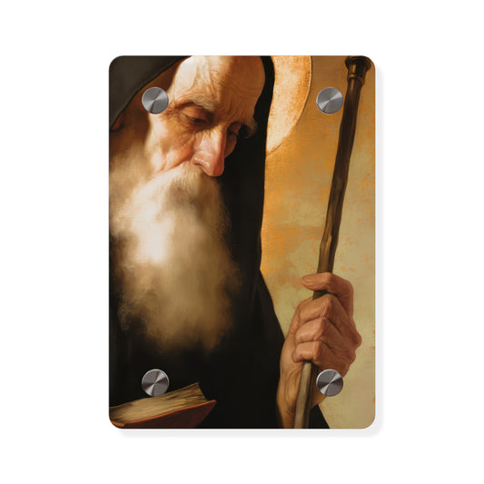 Saint Benedict Wall Art Panel - Ready to Hang Acrylic Print - Catholic Saint Art - Patron Saint Print - No Frame needed