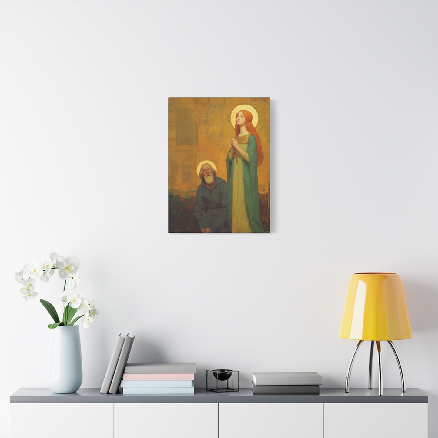 Saints Justina and Cyprian - Multiple Sizes - Catholic Home art - Museum Wrapped Canvas - Sanctified Souls Print - Catholic Martyr Art