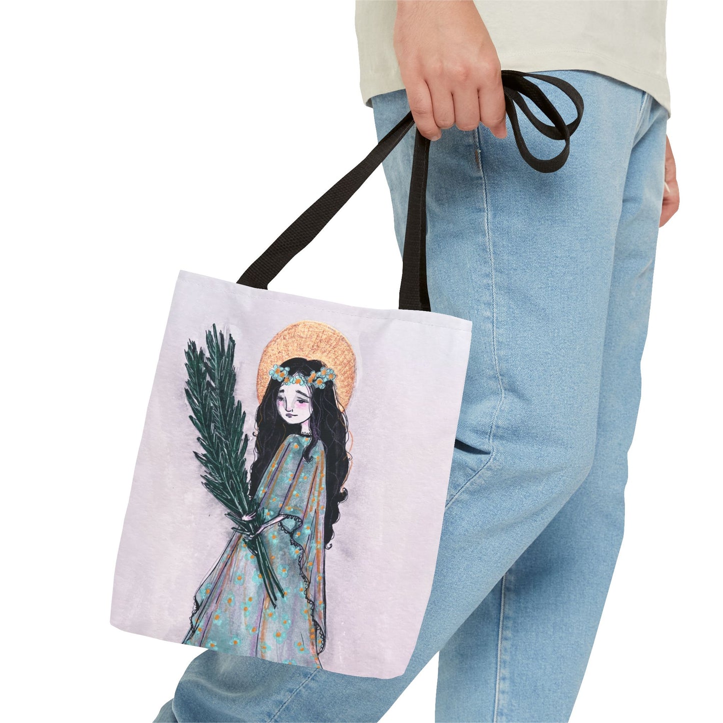 Saint Faith Tote - Hand-Drawn Art - Catholic Tote Bag | Faith Hope and Charity Saint | Christian Devotional Tote | Sanctified Solocosmo