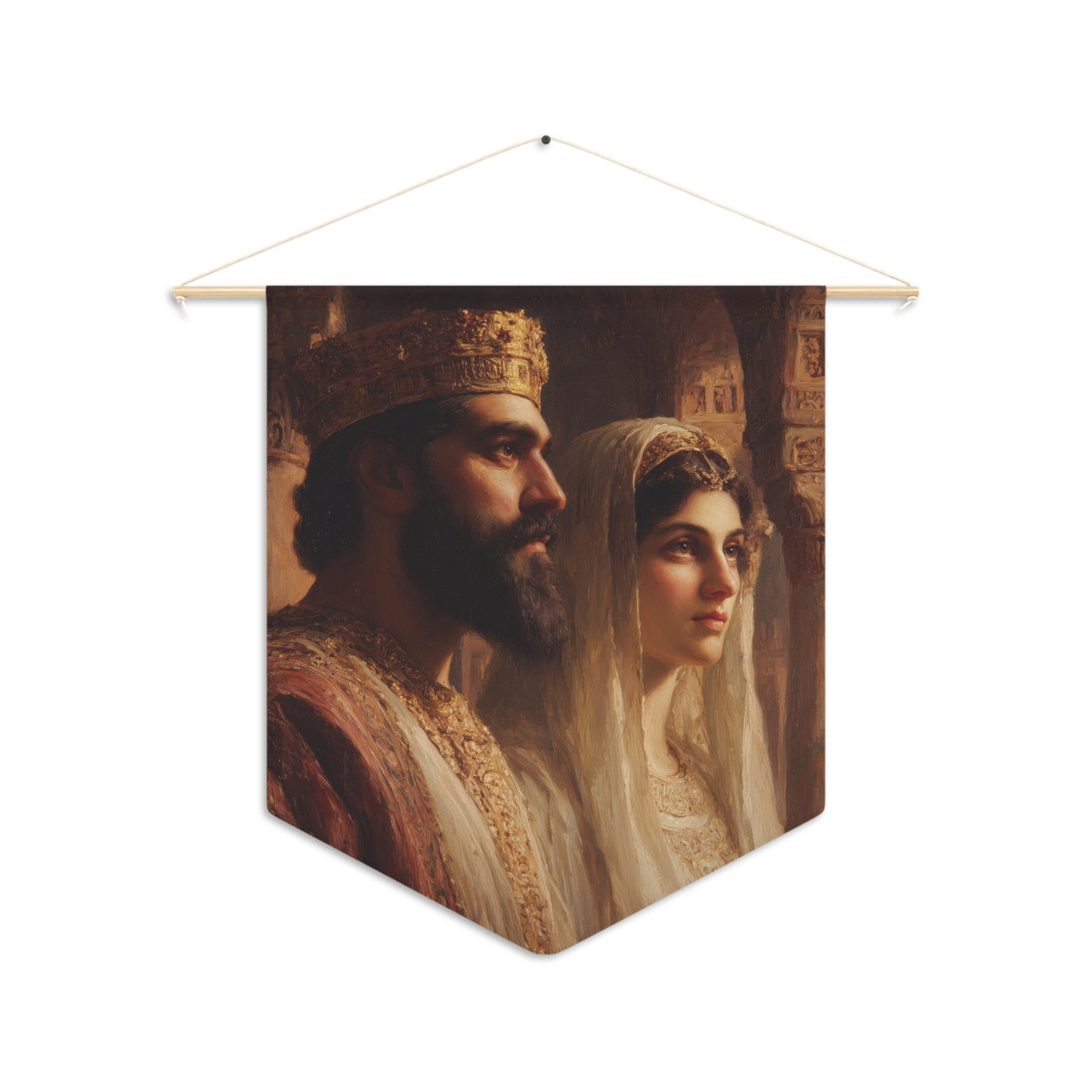 King Xerxes and Queen Esther - Wall Banner / Wall Hanging - Christian Art - Prayer room - 18" x 21"