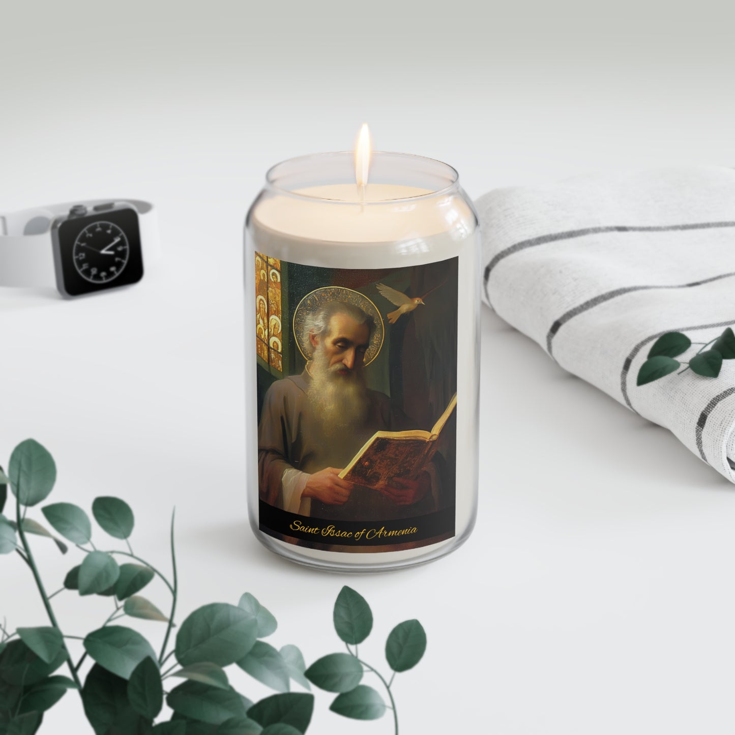 Saint Issac of Armenia - Scented Prayer Candle, 13.75oz -  Candle - Catholic Art - prayer room Scented Candle - Religious Saint Art