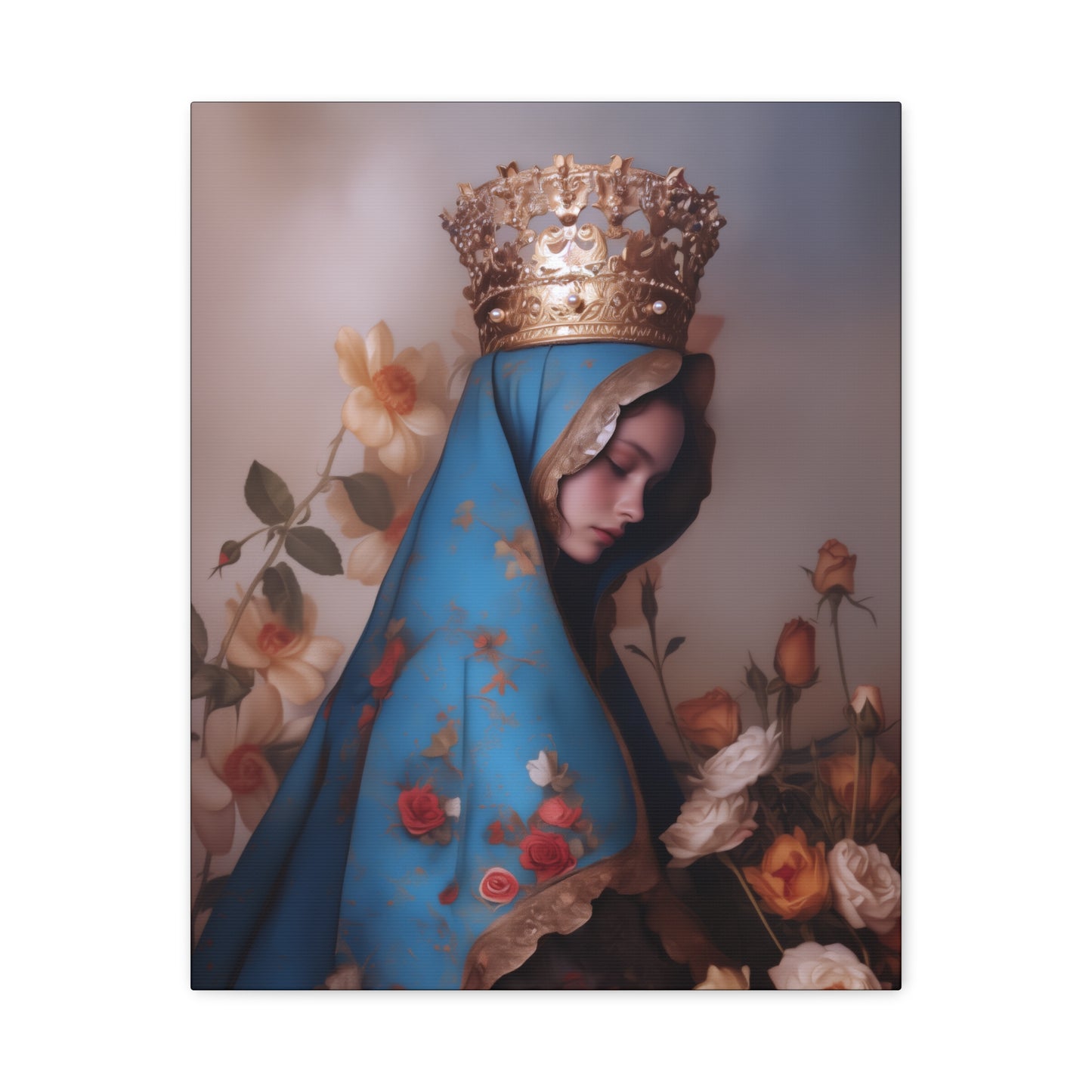 Our Lady of the Roses - Gallery Wrapped Canvas - Print - Religious Art for your Home - Catholic Art