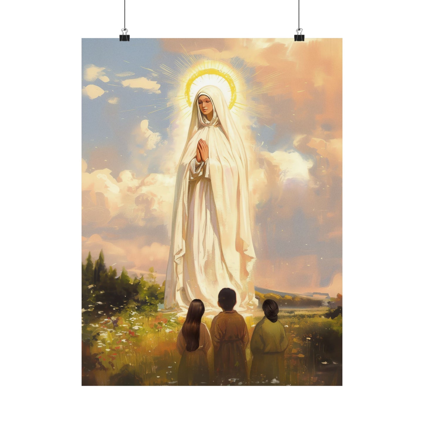 Our Lady of Fátima Poster Print - Sanctified Souls Print - Multiple Sizes - Premium Posters - Catholic Art for your home