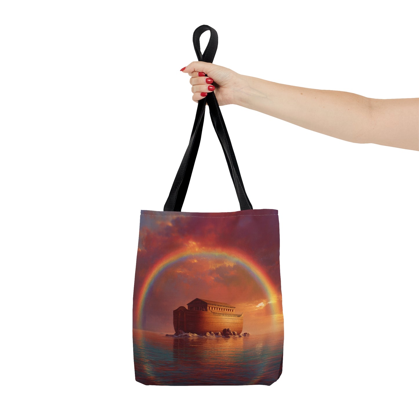 Sheltered Beneath the Covenant Sky - Noah's Ark Tote Bag - Large Medium Small Faith Art Bag - Catholic Faith Purse - Double Sided