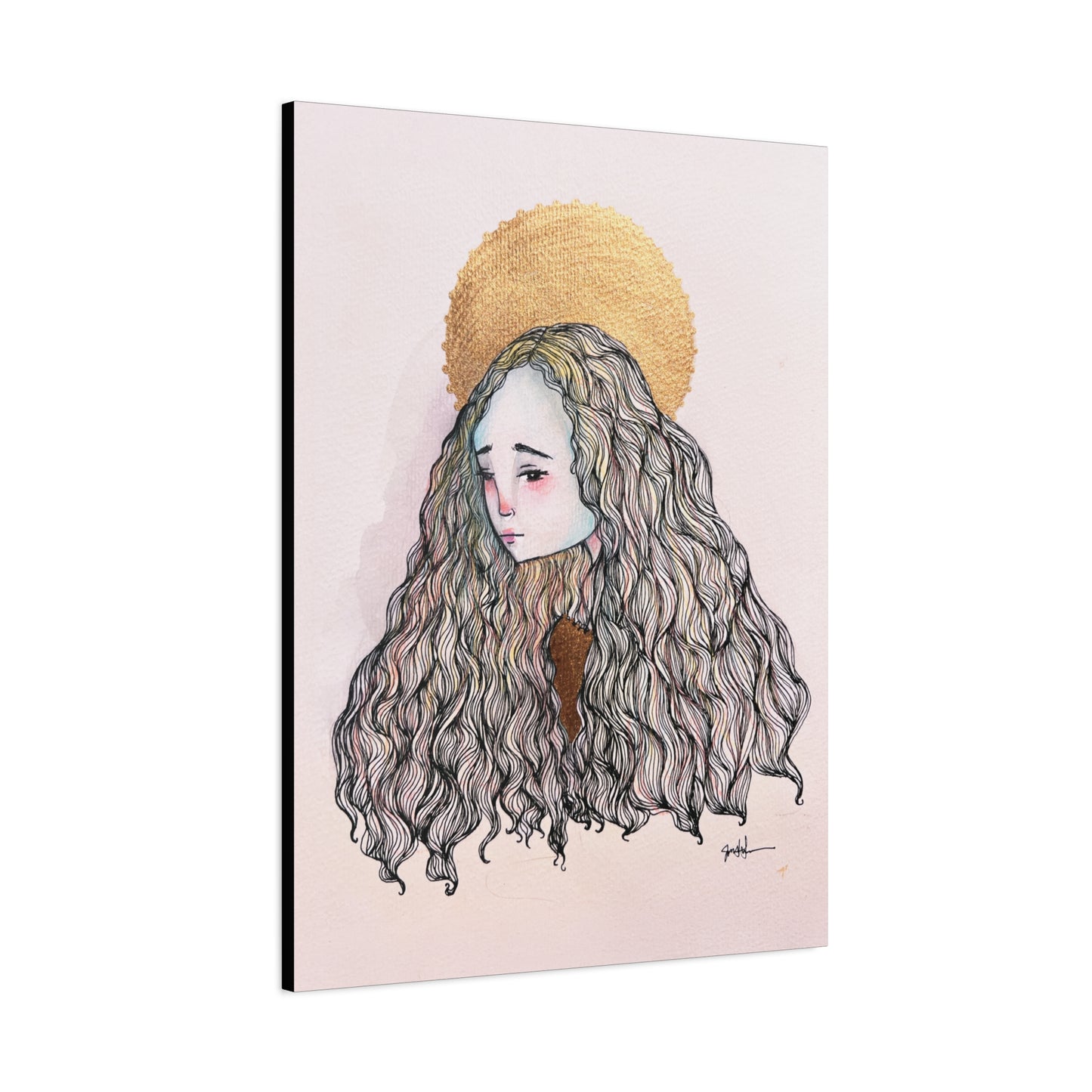 Saint Philomena Canvas Print - Hand-Drawn Catholic Art Print | Christian Sacred Wall Art | Sanctified Solocosmo Religious Artwork