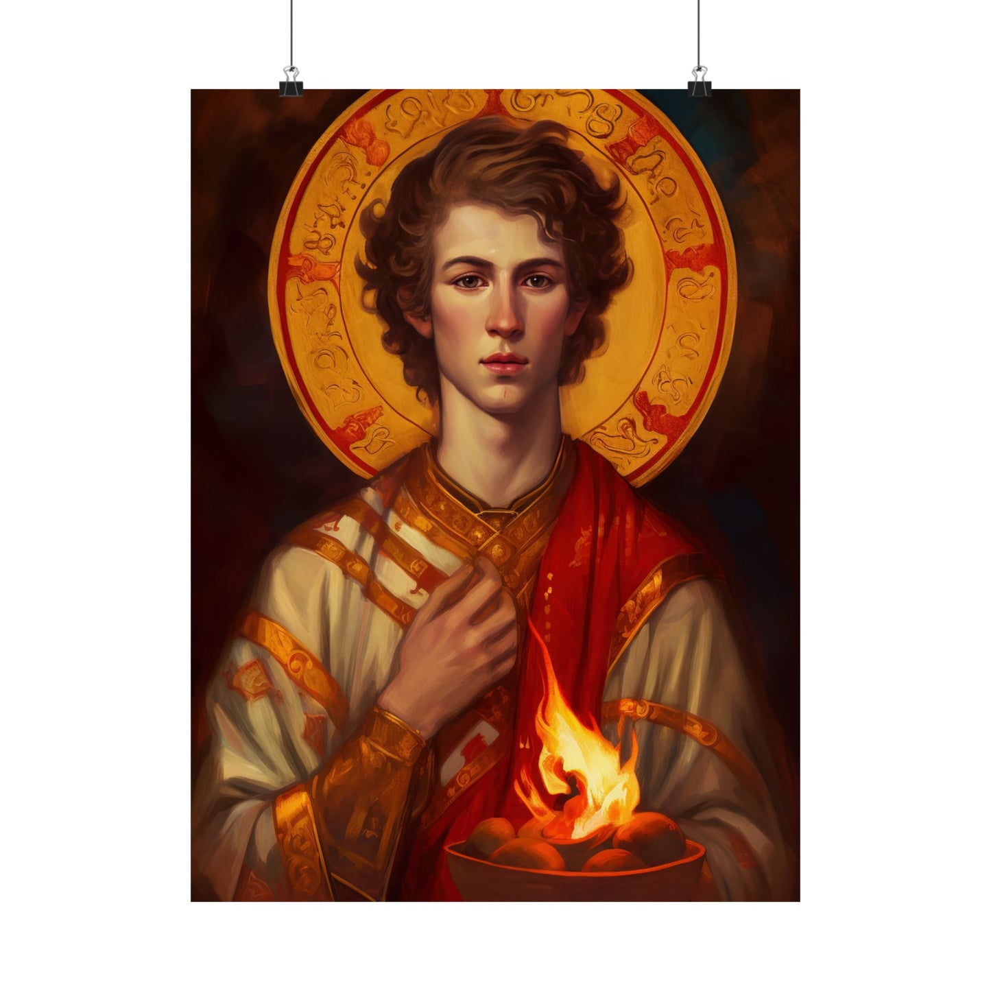 Saint Lawrence Deacon and Martyr  - Sanctified Souls Print - Multiple Sizes - Premium Matte Vertical Posters