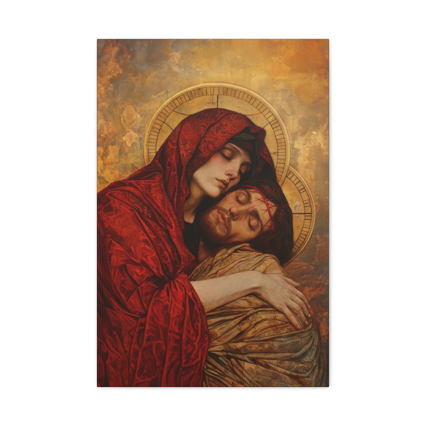 Eternal Sorrow - Mary's Mourning Beneath the Cross - Museum Wrapped Canvas - Print - Religious Art for your Home - Christian print