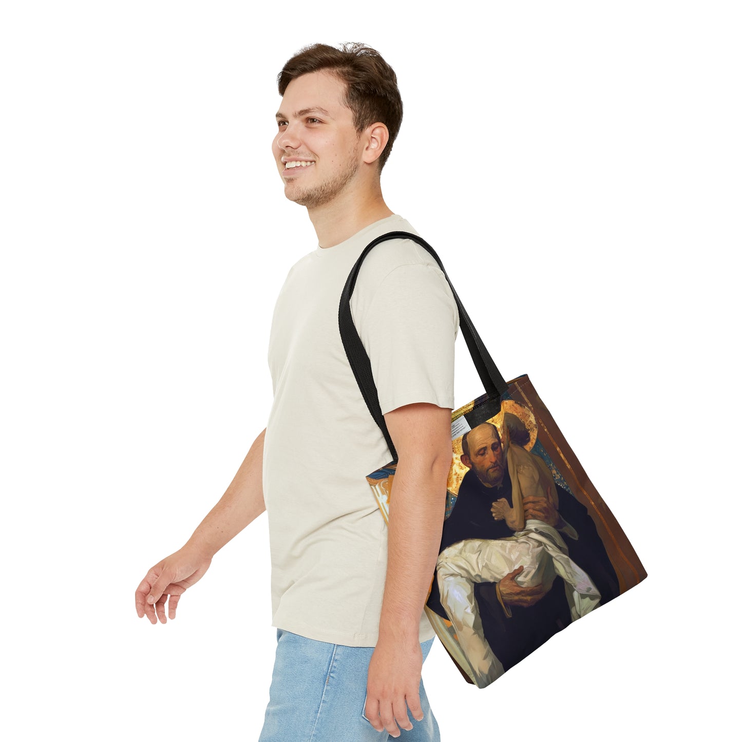 Saint John of God Tote Bag - Large Medium Small Faith Art Bag - Catholic Faith Purse - Religious Carry All Reusable Tote Bag