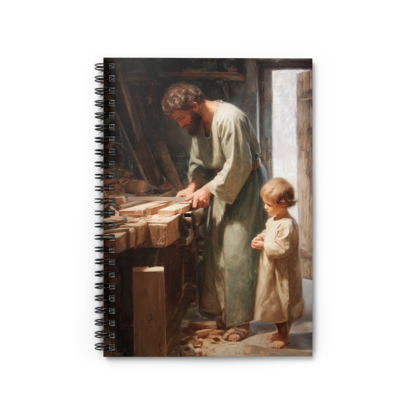 Saint Joseph the Worker  - Sanctified Souls Art - Religious Based Notebook - Spiral Notebook - Ruled Line