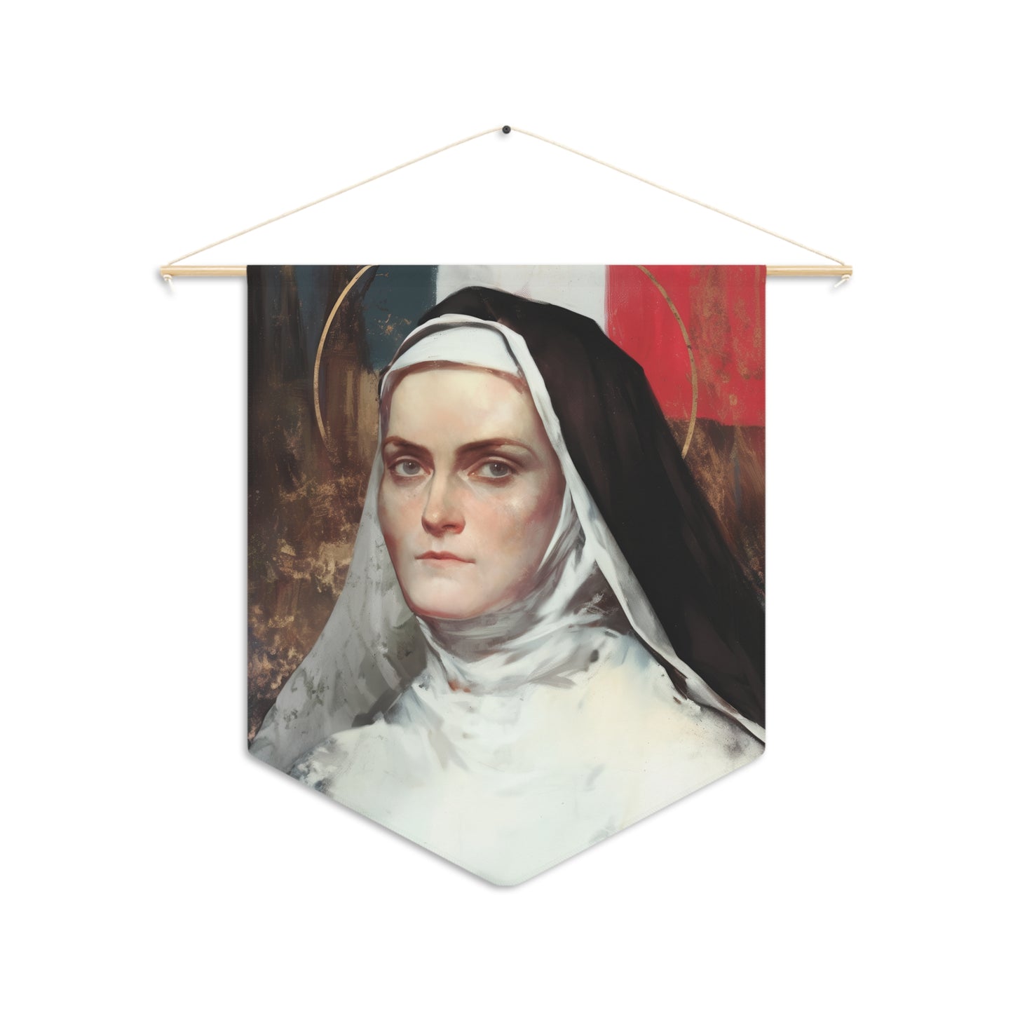 Saint Jeanne-Antide Thouret Pennant / Banner / Wall Hanging - Prayer room art - 18" x 21" - Catholic prayer Religious - Large Print