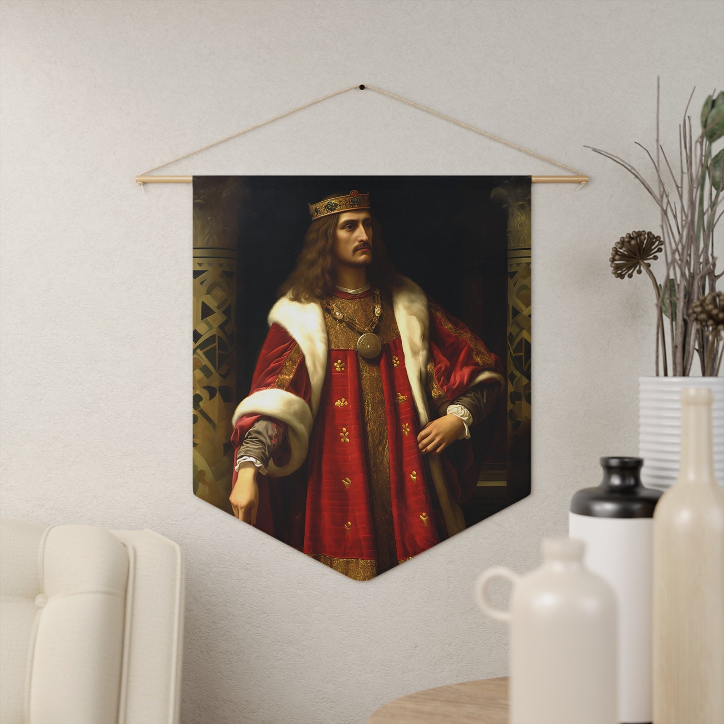 Saint Stephan the Great Wall Banner / Wall Hanging - Prayer room art - Catholic Home Art - Large Print - 18" x 21"