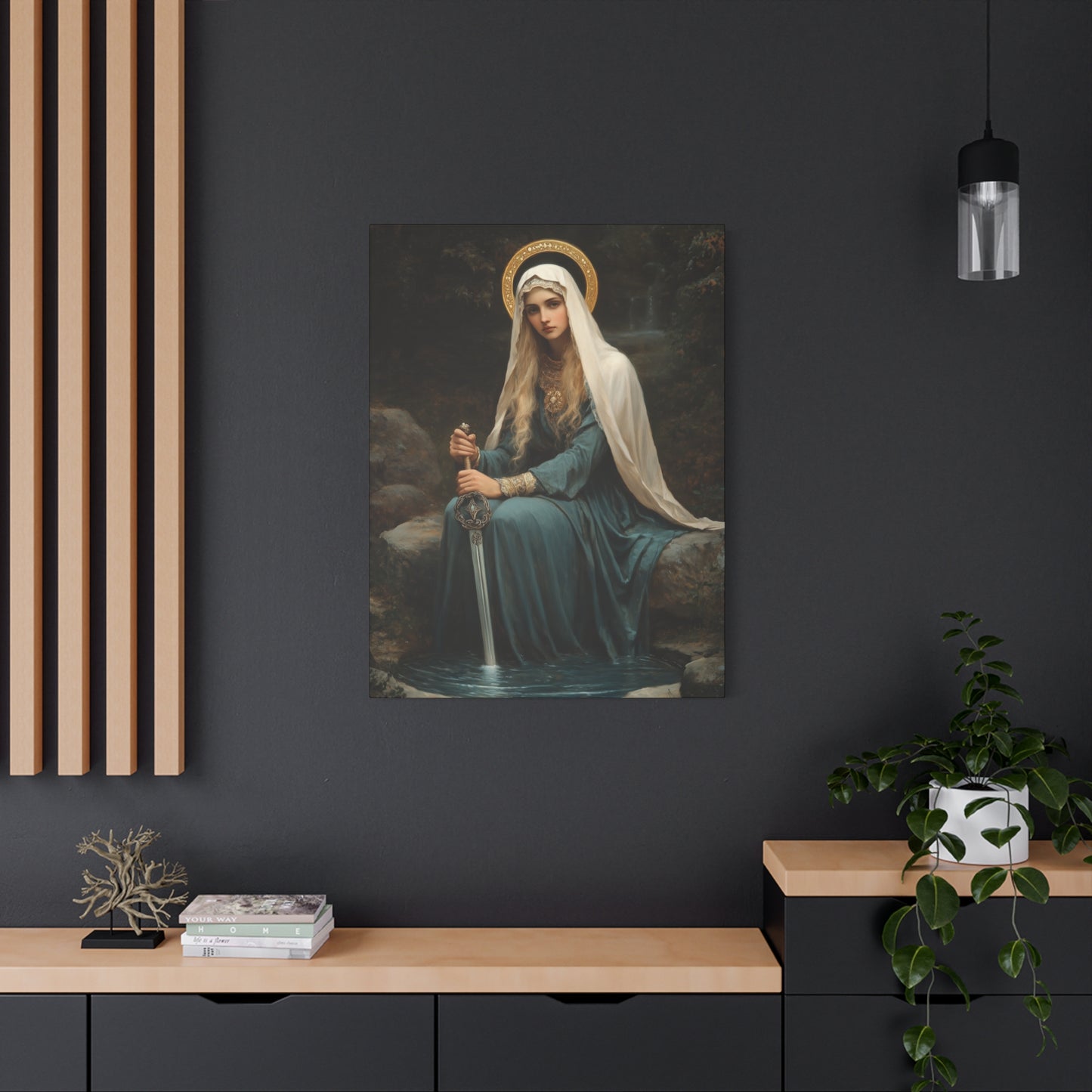Saint Winifred - Museum Wrapped Canvas - Print - Religious Art for your Home - Christian print - Prayer Room Art - Catholic