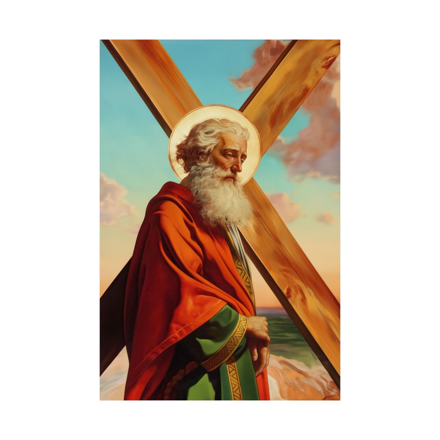 Saint Andrew the Apostle - Sanctified Souls Print - Multiple Sizes - Premium Posters - Catholic Art - Christian Home Decor Artwork
