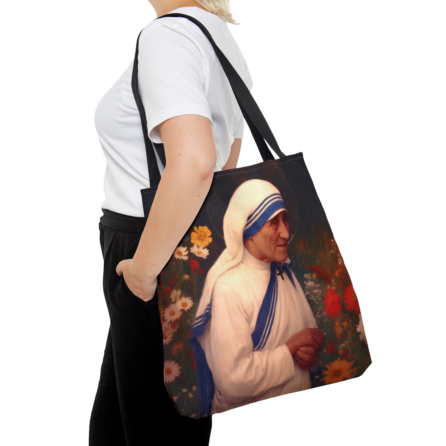 Saint Teresa of Calcutta - Tote Bag - Large Medium Small Faith Art Bag - Bible Study Faith Purse - Double Sided