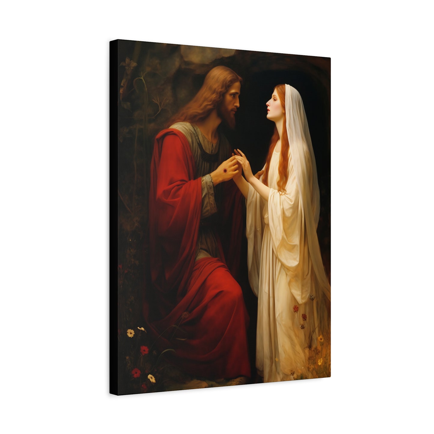 Revelation of Redemption Mary Magdalene and the Risen Christ - Gallery Wrapped Canvas - Sanctified Souls Print - Religious Art for your Home