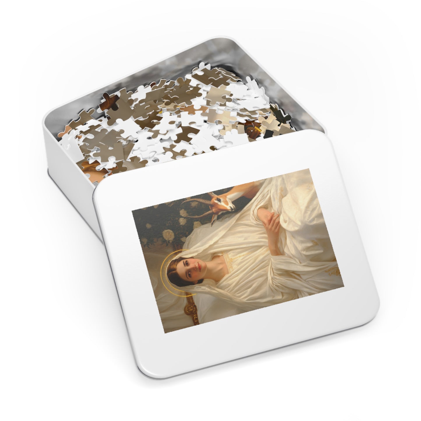 Saint Tabitha - Puzzle and Keepsake Tin - Religious (30, 110, 252, 500,1000) - Religious Puzzle - Gifts for Catholic Families