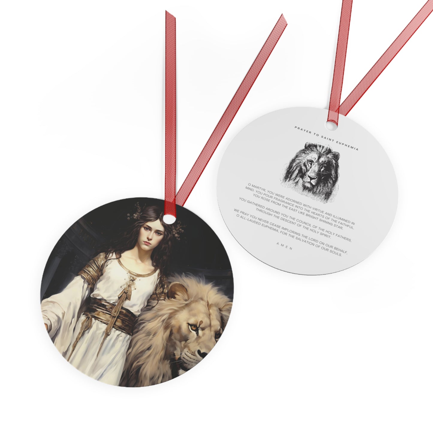 Saint Euphemia Metal Ornament - Religious Holiday Christmas Ornament and Keepsake - Double sided Keepsake Religious Ornament