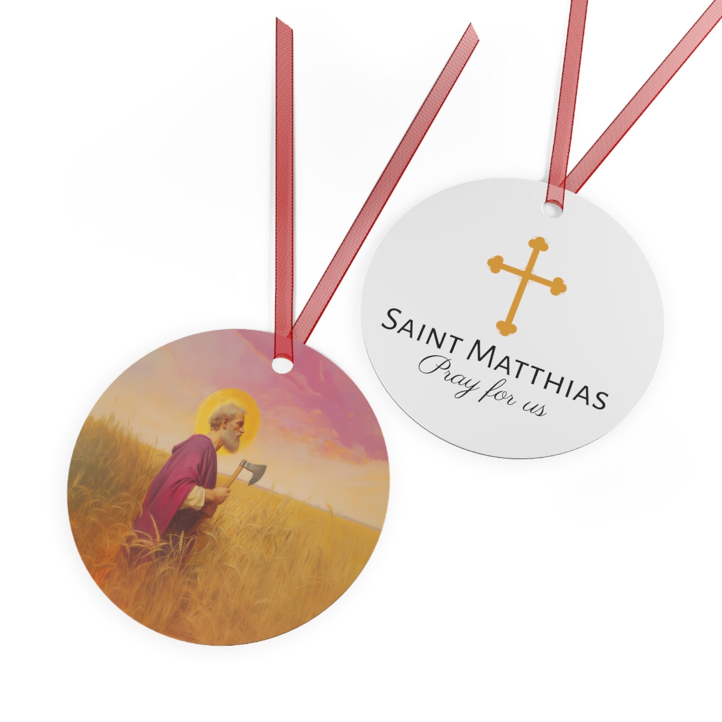 Saint Matthias Metal Ornament - Religious Holiday Christmas Ornament and Keepsake - Prayer Ornament