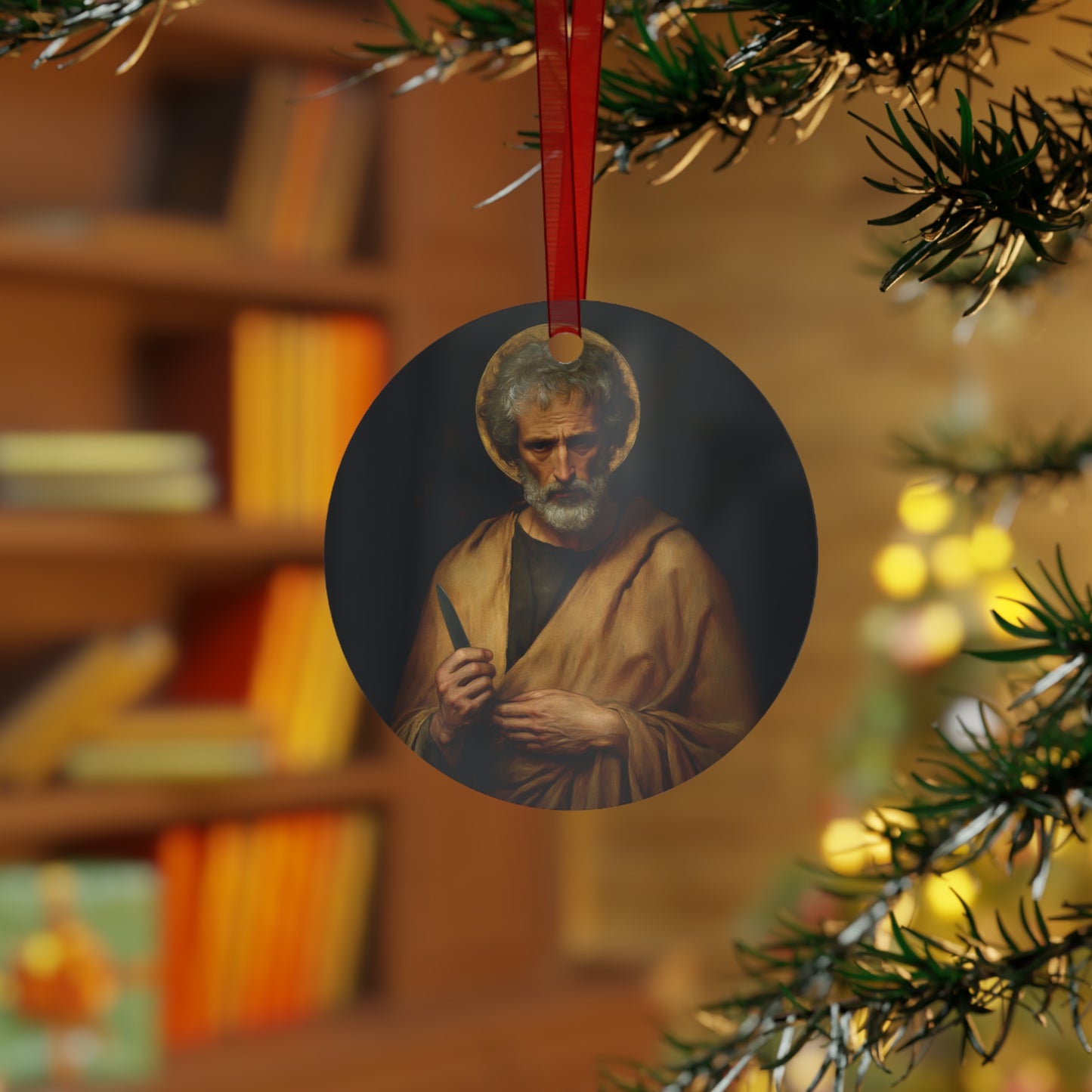 Saint Bartholomew the Apostle Metal Ornament - Religious Holiday Christmas Ornament and Keepsake - Double sided - Prayer Ornament