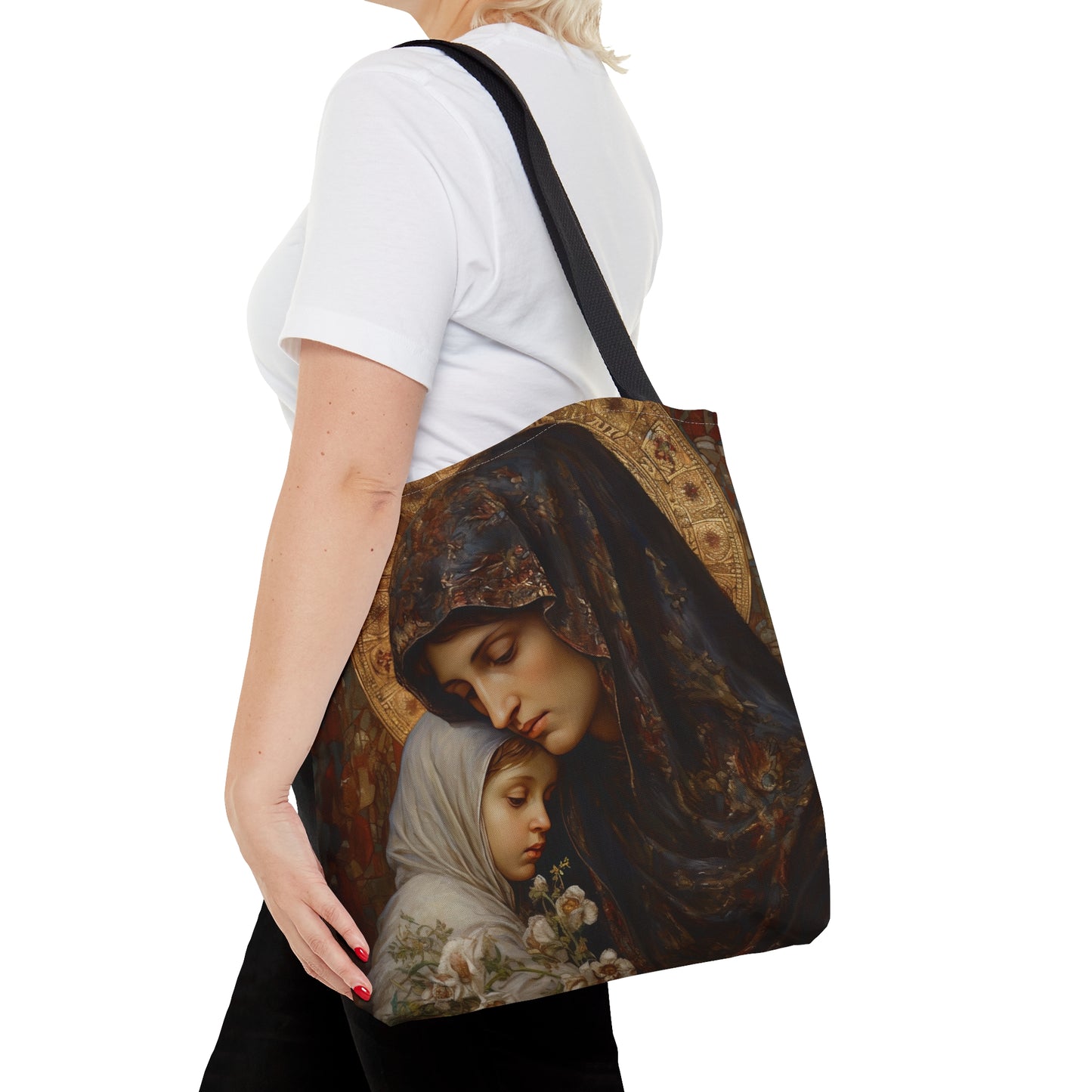 Mary, Mother of God - Protectress of Families Tote Bag - Large Medium Small Faith Art Bag - Catholic Faith Purse - Religious Carry All