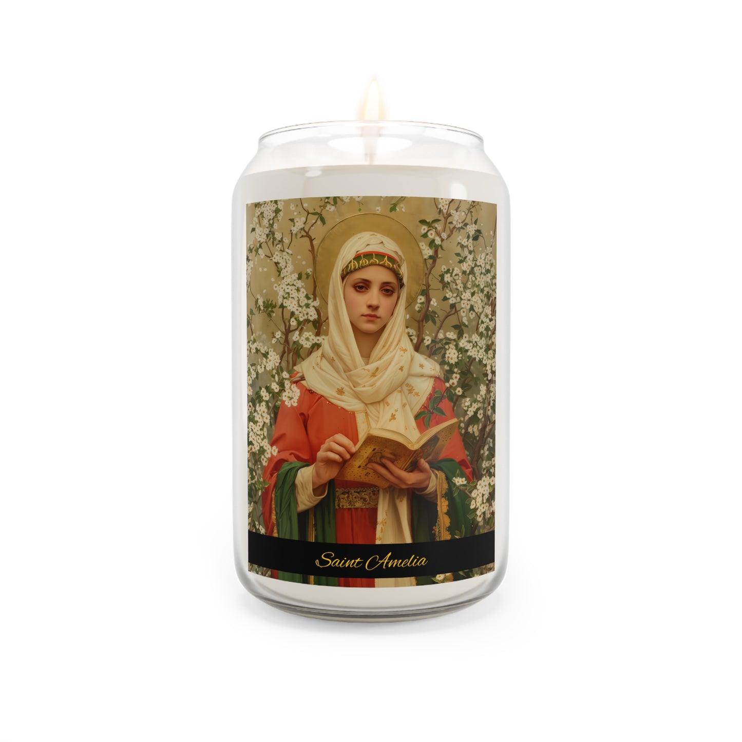 Saint Amelia / Saint Amalberga - Scented Prayer Candle, 13.75oz -  Candle - Catholic Art - prayer room Scented Candle