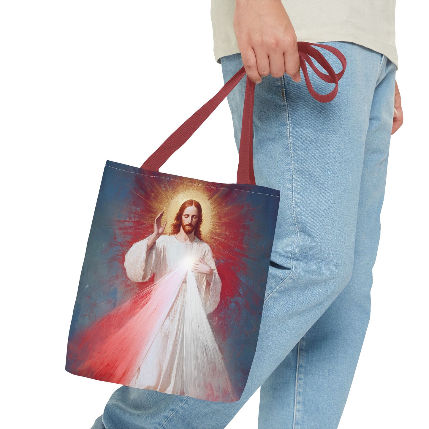 The Divine Mercy - Our Lord Jesus Christ - Tote Bag - Large Medium Small Faith Art Bag - Re-usable Tote Purse - Double Sided