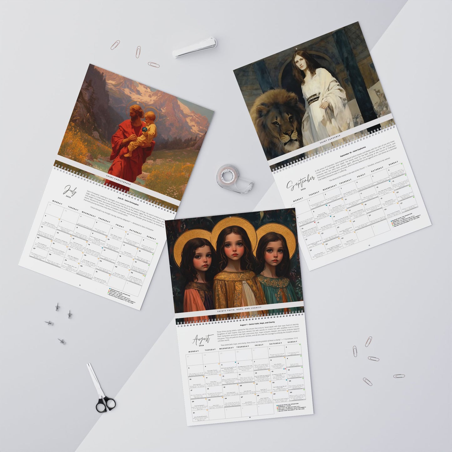 Catholic Liturgical Calendar 2026 - Saints, Solemnities & Marian Feast Days - Sanctified Souls - Christmas Gift - Gift for Catholics