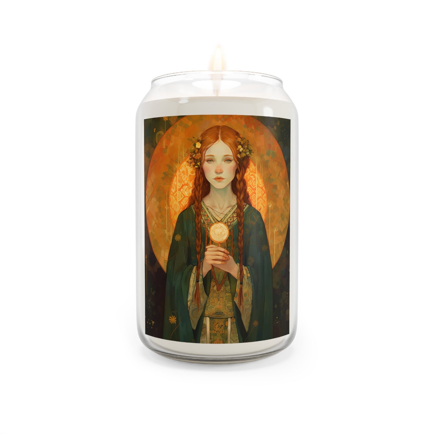 Saint Brigid of Ireland - Scented Prayer Candle, 13.75oz - Tall Size - Religious Prayer Candle - Catholic Art - Religious Gift - Fine Art