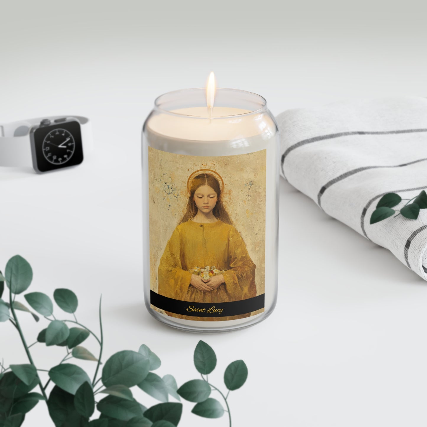 Saint Lucy - Scented Prayer Candle, 13.75oz -  Candle - Catholic Art - prayer room Scented Candle - Religious Saint Art