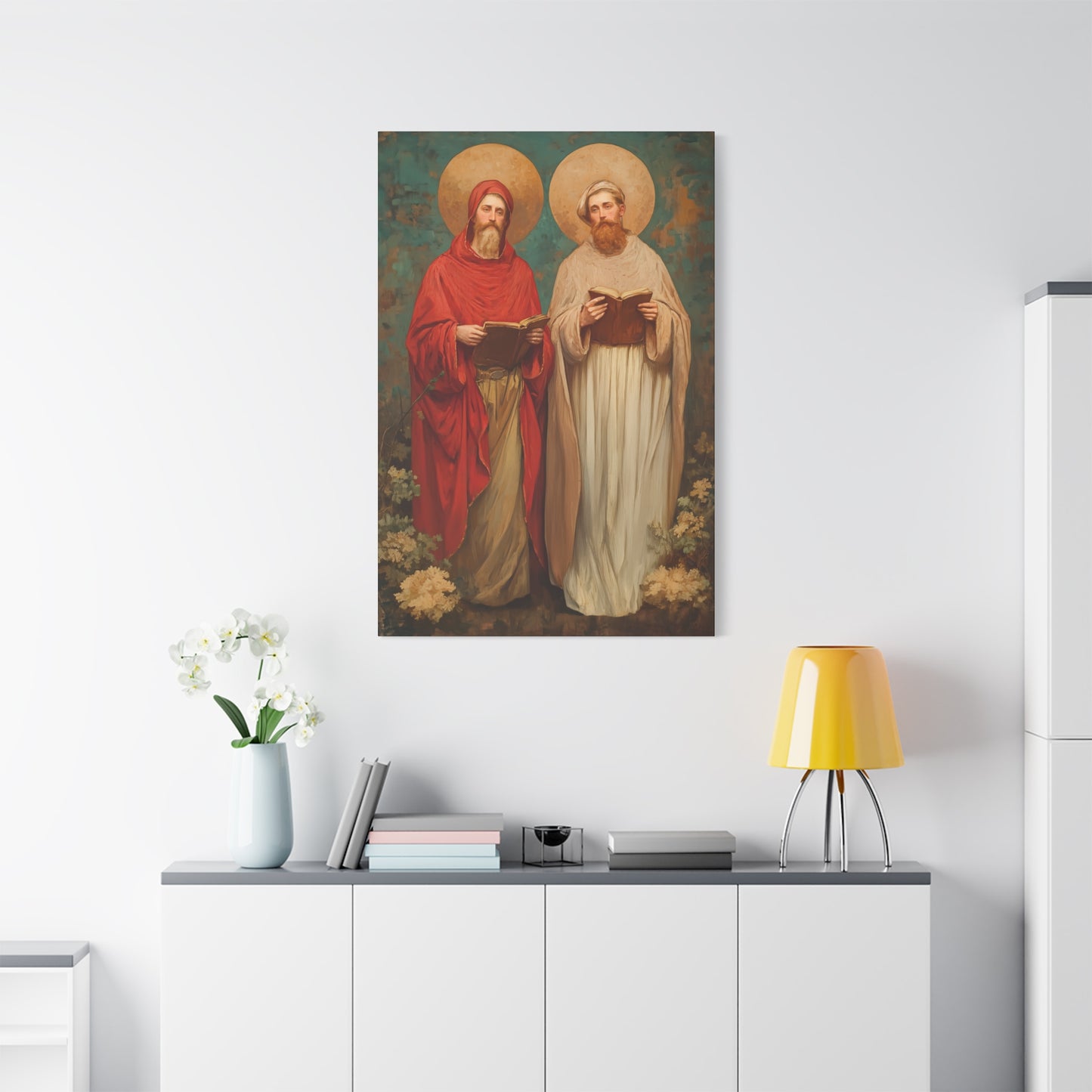 Saints Cosmas and Damian - Multiple Sizes - Catholic Home art - Museum Wrapped Canvas - Sanctified Souls Print - Catholic Martyr Art