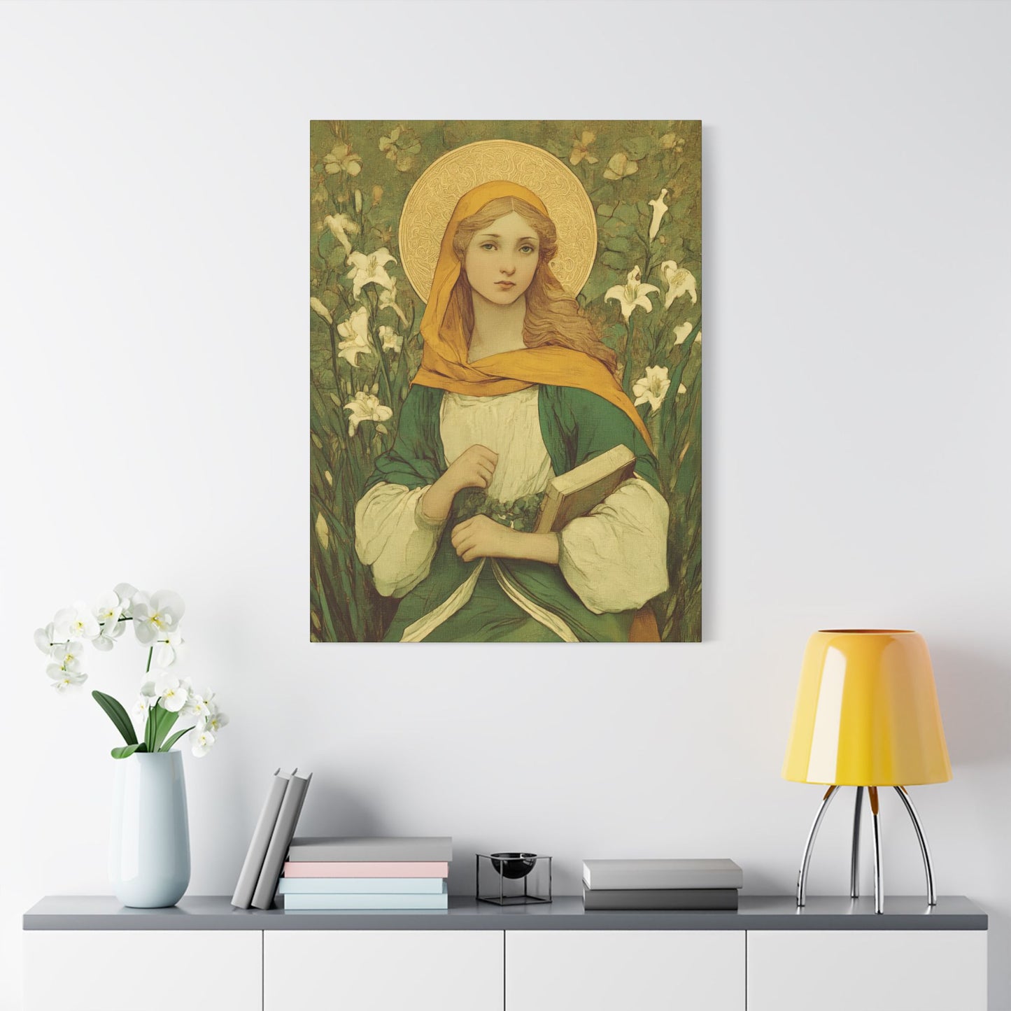 Saint Dymphna - Museum Wrapped Canvas - Sanctified Souls Print - Religious Art for your Home