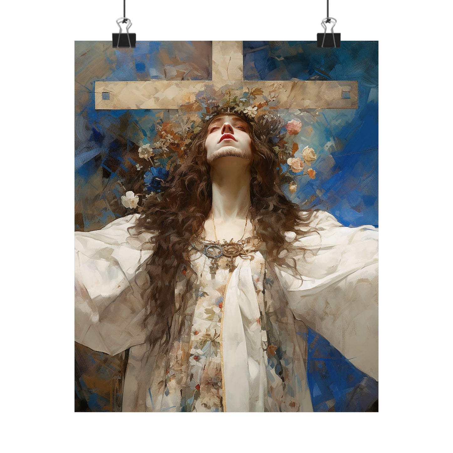 Saint Wilgefortis - Sanctified Souls Print - Multiple Sizes - Premium Matte Vertical Posters - The Bearded Virgin Martyr
