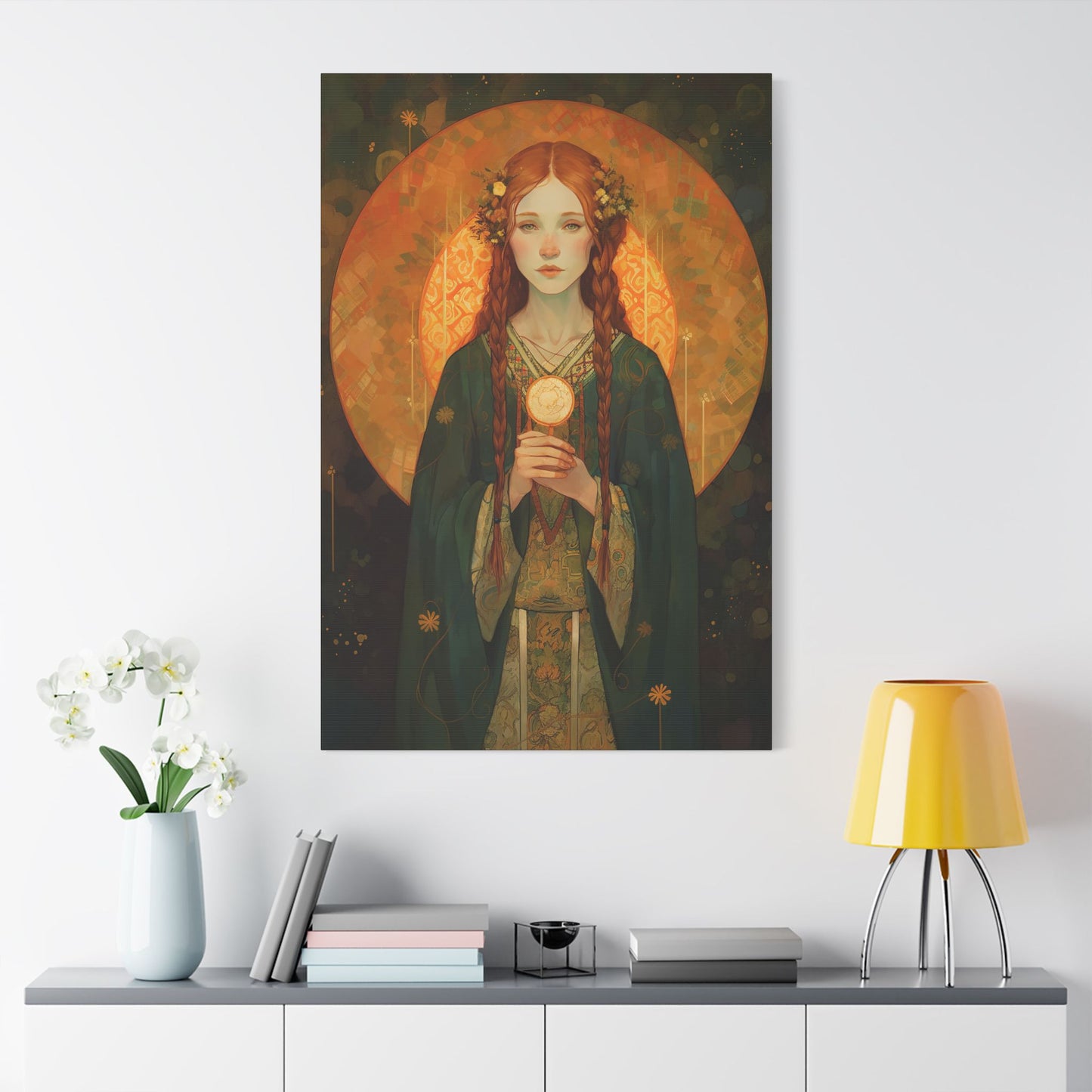 Saint Brigid of Ireland Canvas Print - Multiple Sizes - Catholic Home art - Museum Wrapped Canvas - Sanctified Souls Print