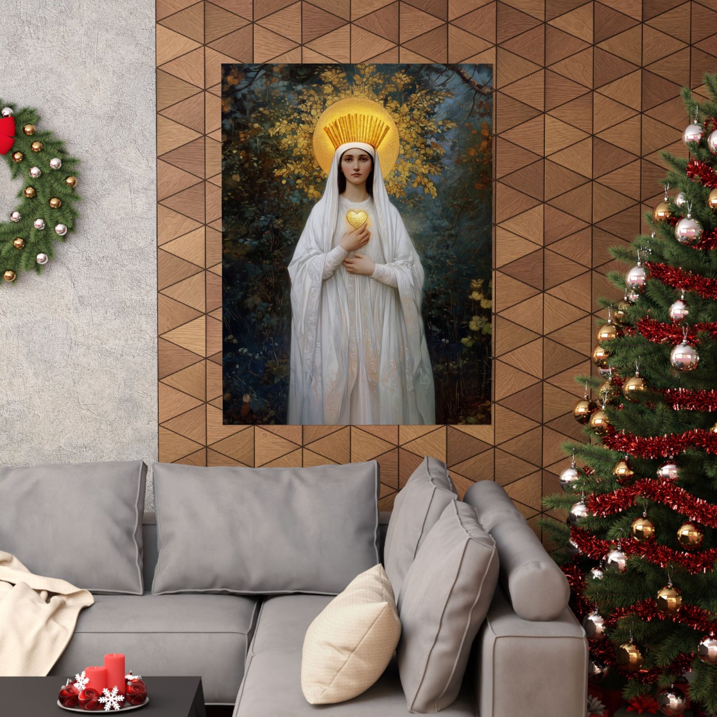 Our Lady of Beauraing - Our Lady of the Golden Heart - Marian Art - Sanctified Souls Print - Multiple Sizes - Premium Vertical Posters