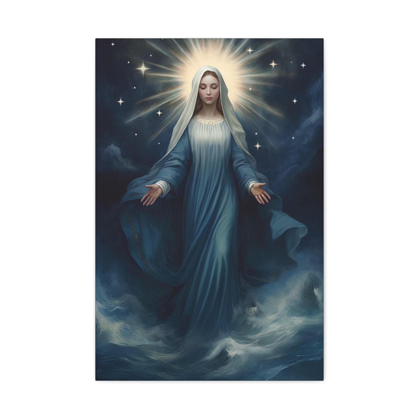 Our Lady Star of the Sea Canvas Print - Multiple Sizes - Catholic Home art - Museum Wrapped Canvas - Stella Maris