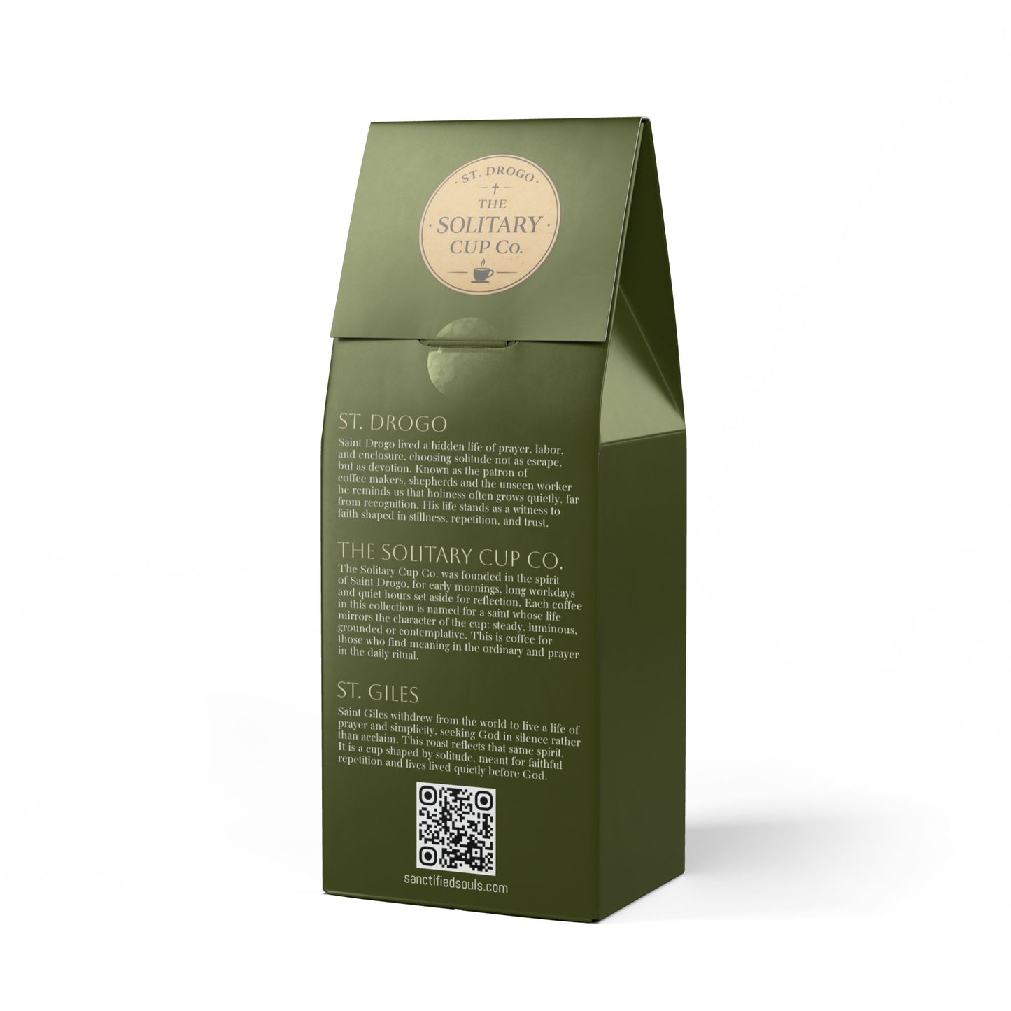 St. Giles - Hermitage Roast (Medium-Dark Roast) - St. Drogo - The Solitary Cup Co. - Artisan Catholic Saint Inspired Coffee - 12 oz.