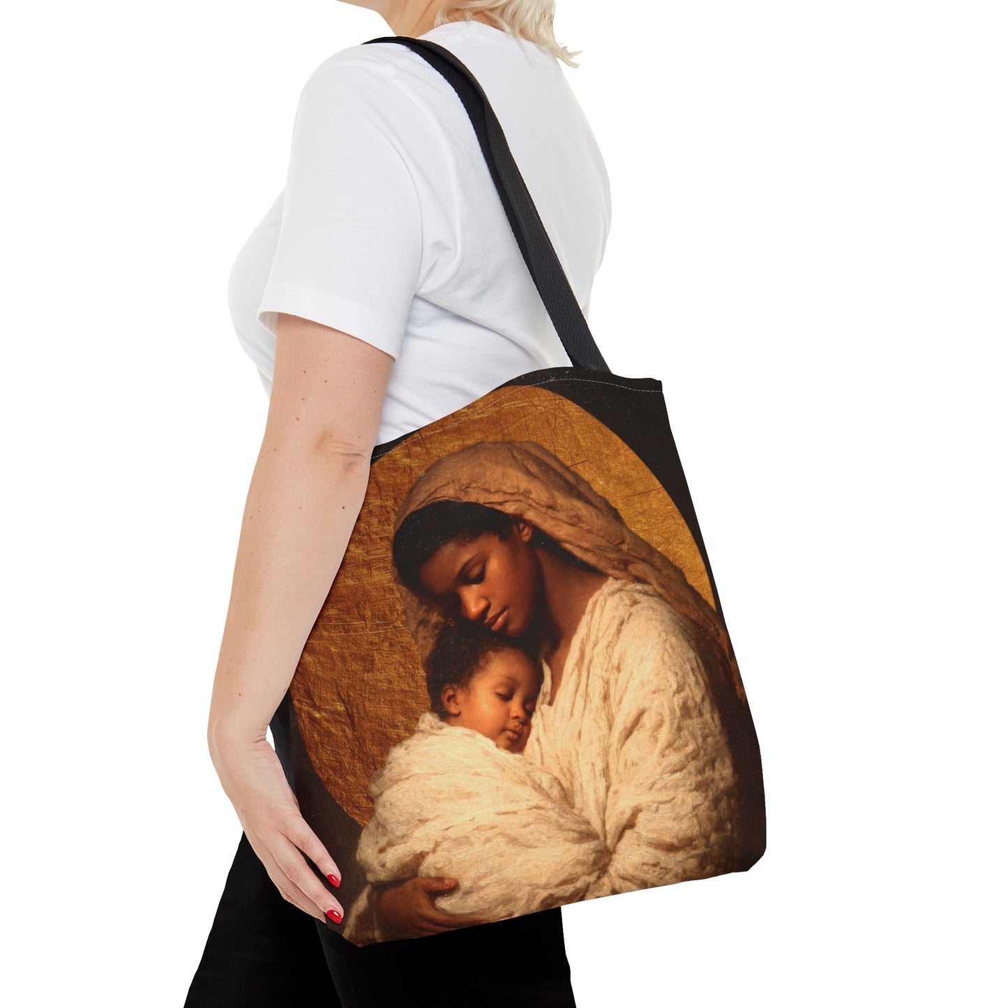 Our Lady of the Manger - Mother Mary and the Christ Child - Tote Bag - Large Medium Small Faith Art Bag - Catholic Faith Purse