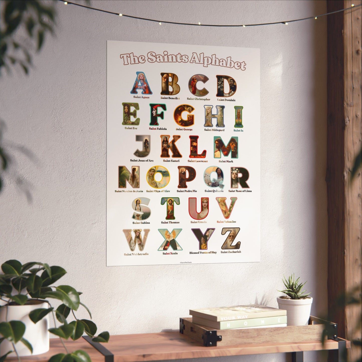 Catholic Saints ABC Print - Alphabet Poster - A to Z Saints Wall Art - Catholic Saints Chart- Classroom / Homeschool - Saints of the Church