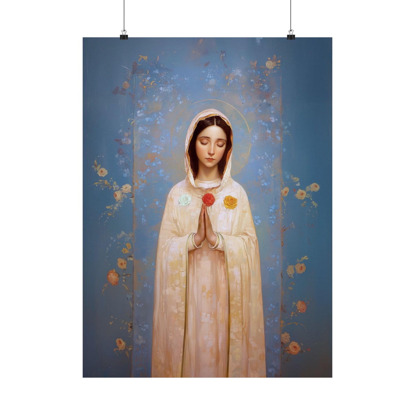 Rosa Mystica - Mystical Rose - Mother Mary - Marian Art - Sanctified Souls Print - Multiple Sizes - Premium Vertical Posters