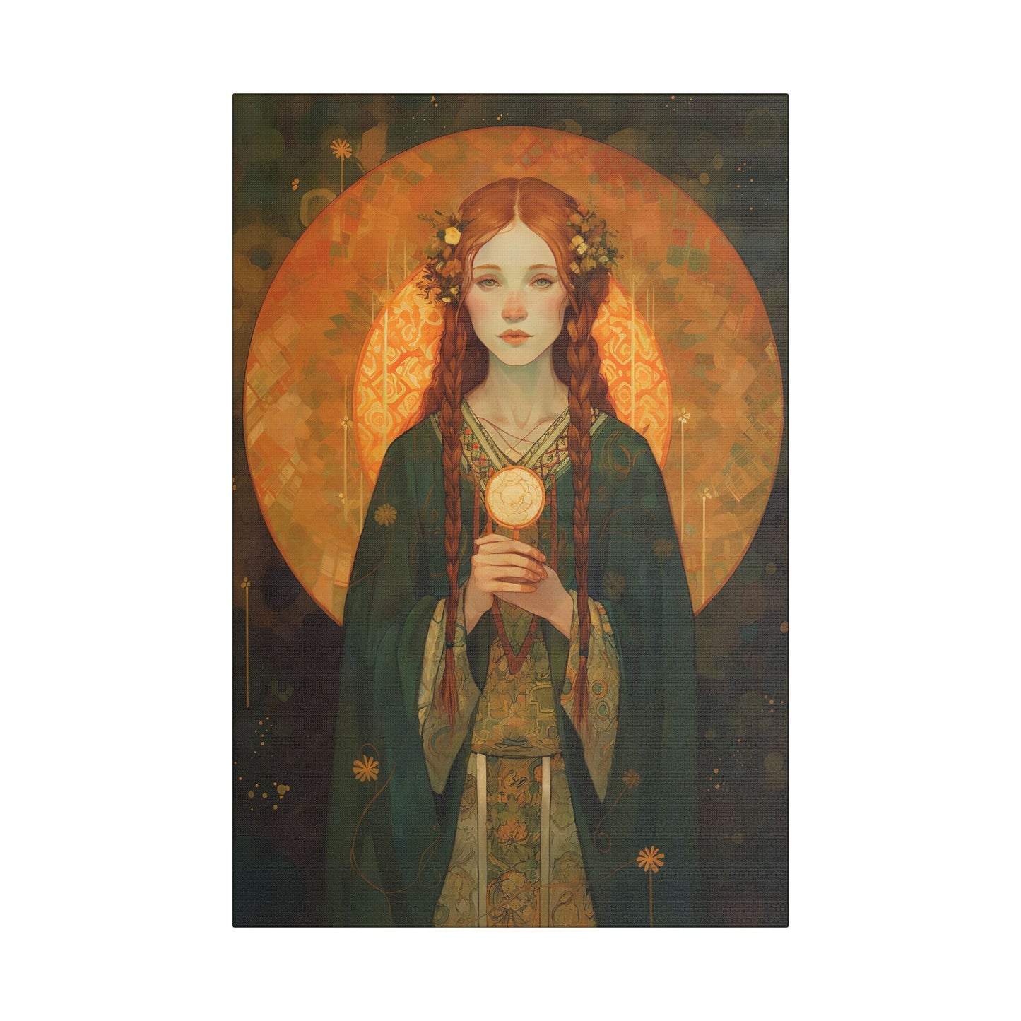 Saint Brigid of Ireland Canvas Print - Multiple Sizes - Catholic Home art - Museum Wrapped Canvas - Sanctified Souls Print