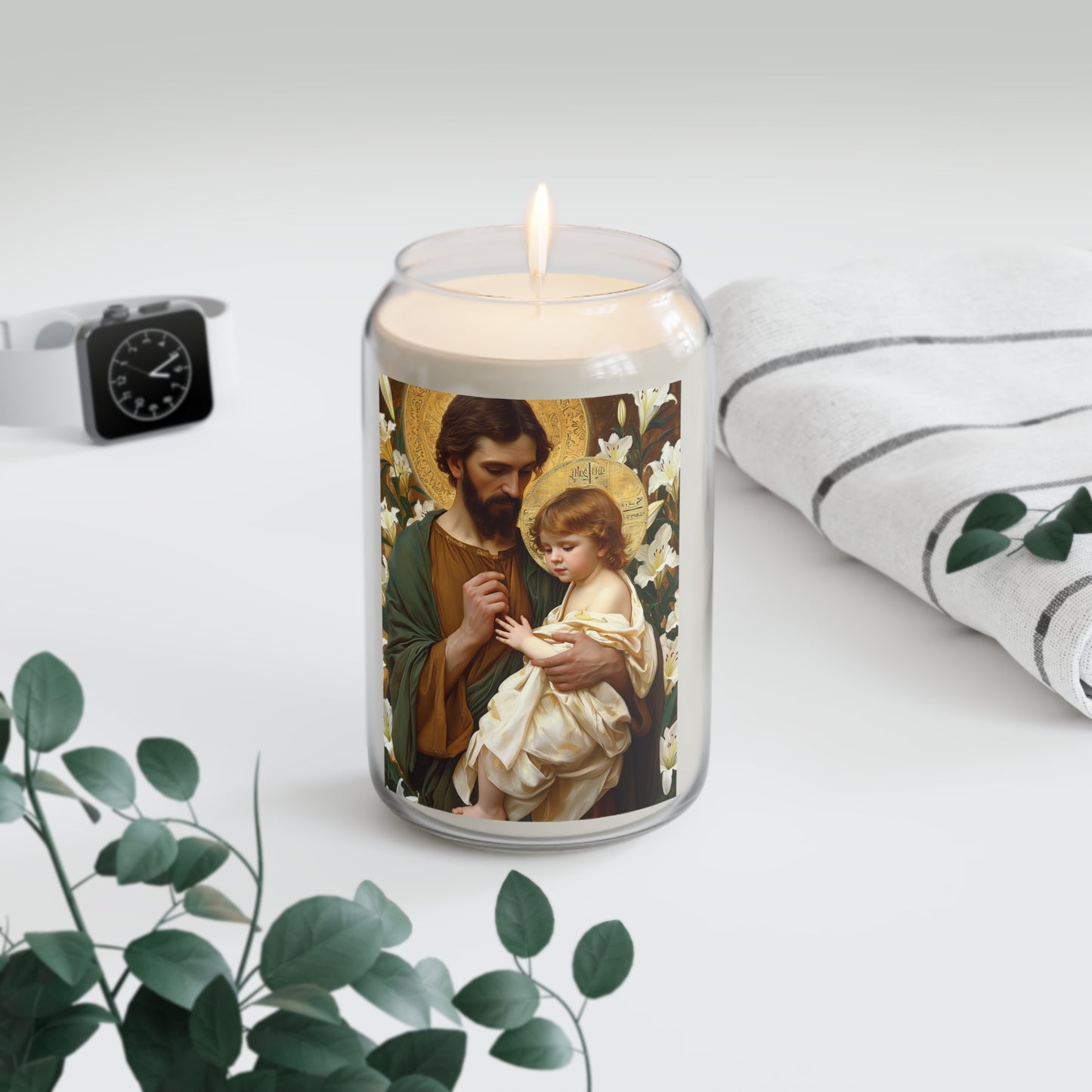Saint Joseph and the Christ Child - Scented Prayer Candle, 13.75oz - Tall Size - Religious Prayer Candle - Catholic Art