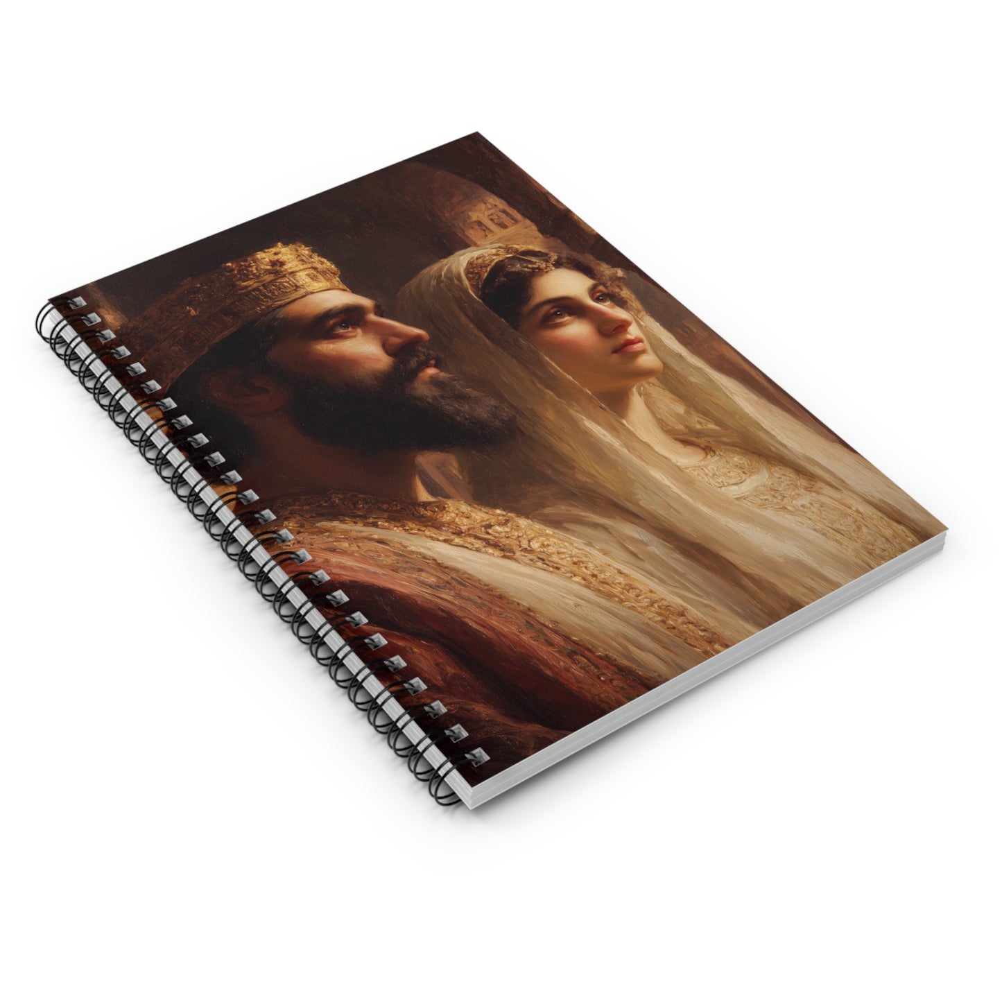 King Xerxes and Queen Esther - Sanctified Souls Art - Religious Based Notebook - Spiral Notebook