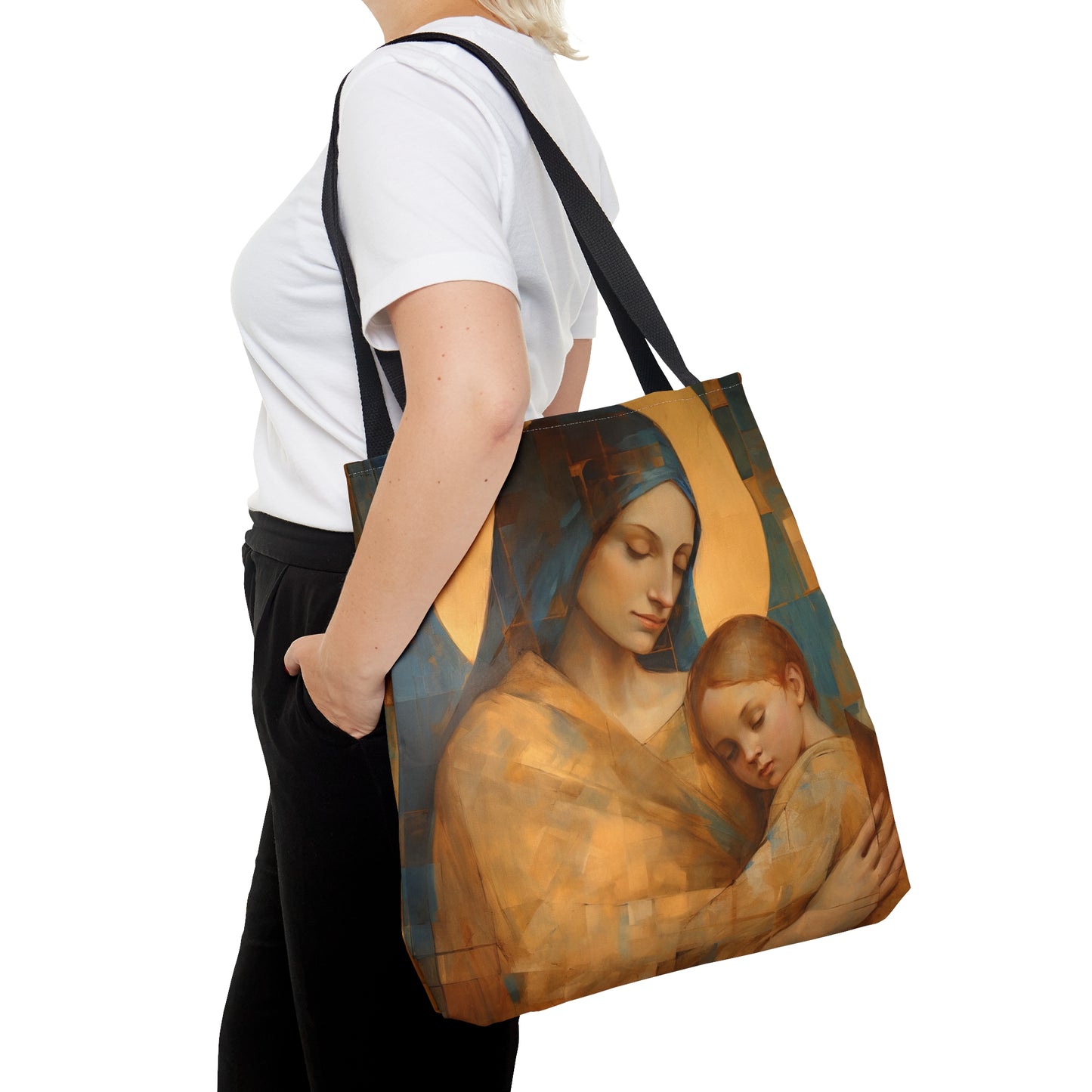 Heavenly Connection - Mary and the Divine Son Tote Bag - Large Medium Small Faith Art Bag - Re usable Tote Purse - Catholic Art Bag